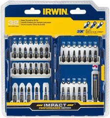 Irwin - 32 Piece, Phillips, Square, Torx Handle, Drive Set - #1 to #3 - Top Tool & Supply