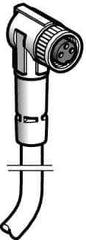 Telemecanique Sensors - 4 Amp, M8 3 Pin Elbowed Female Cordset Sensor and Receptacle - 60 VAC, 75 VDC, 5m Cable Length, IP67 Ingress Rating - Top Tool & Supply