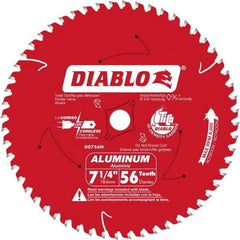 Freud - 7-1/4" Diam, 5/8" Arbor Hole Diam, 56 Tooth Wet & Dry Cut Saw Blade - Carbide-Tipped, Burr-Free Action, Standard Round Arbor - Top Tool & Supply