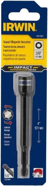 Irwin - 3/8" Magnetic Nutsetter - 1/4" Hex Drive, 4" OAL, 9/16" Socket Nose Diam - Top Tool & Supply