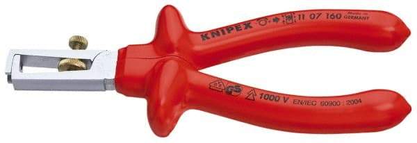 Knipex - 7 AWG to 13/64" Capacity Insulated Wire Stripper - 6-1/4" OAL, 1000 Volt Insulated Handle - Top Tool & Supply