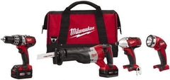 Milwaukee Tool - 18 Volt Cordless Tool Combination Kit - Includes 1/2" Hammer Drill, 1/4" Hex Impact Driver & Sawzall Reciprocating Saw, Lithium-Ion Battery Included - Top Tool & Supply