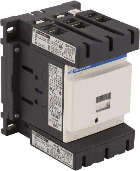 Schneider Electric - 3 Pole, 24 Coil VAC at 50/60 Hz, 115 Amp at 440 VAC, Nonreversible IEC Contactor - Bureau Veritas, CCC, CSA, CSA C22.2 No. 14, DNV, EN/IEC 60947-4-1, EN/IEC 60947-5-1, GL, GOST, LROS, RINA, RoHS Compliant, UL 508, UL Listed - Top Tool & Supply