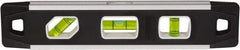 Johnson Level & Tool - Magnetic 9" Long 3 Vial Torpedo Level - Aluminum, Black, 1 Plumb, 1 Level & 1 45° Vials - Top Tool & Supply