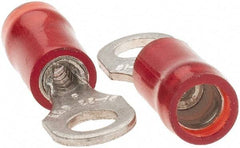 Value Collection - 22-18 AWG Partially Insulated Crimp Connection D Shaped Ring Terminal - #6 Stud, Tin Plated Copper Contact - Top Tool & Supply