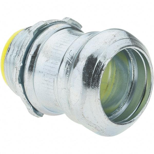 Value Collection - 3/4" Trade, Steel Compression Straight EMT Conduit Connector - Insulated - Top Tool & Supply