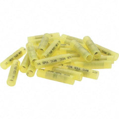 Value Collection - 12 to 10 AWG Compatible, Nylon Fully Insulated, Crimp-On Butt Splice Terminal - 2 Wire Entries, Copper Contacts, Tin Contact Plating, Yellow - Top Tool & Supply