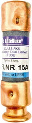 Value Collection - 125 VDC, 250 VAC, 15 Amp, Time Delay General Purpose Fuse - 2" OAL, 200 kA Rating, 9/16" Diam - Top Tool & Supply