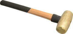 American Hammer - 5 Lb Head 1-3/4" Face Brass Nonmarring Hammer - 16" OAL, Wood Handle - Top Tool & Supply