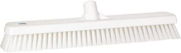 Vikan - 1.8" Bristle Length, Polyester Scrub Brush - 18" Long x 2-1/2" Wide Head, 19" OAL, European Threaded Handle, White, Polypropylene Block - Top Tool & Supply