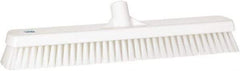 Vikan - 1.8" Bristle Length, Polyester Scrub Brush - 18" Long x 2-1/2" Wide Head, 19" OAL, European Threaded Handle, White, Polypropylene Block - Top Tool & Supply