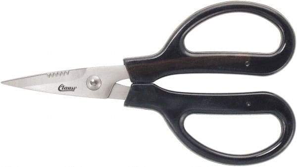 Clauss - 3" LOC, 9-1/4" OAL Stainless Steel Blunt Point Trimmers - Serrated, Plastic Handle, For Paper, Fabric - Top Tool & Supply