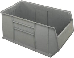 Quantum Storage - 175 Lb. Load Capacity, 41-7/8" Deep, Gray Polypropylene Hopper Stacking Bin - 17-1/2" High x 23-7/8" Wide x 41-7/8" Long - Top Tool & Supply