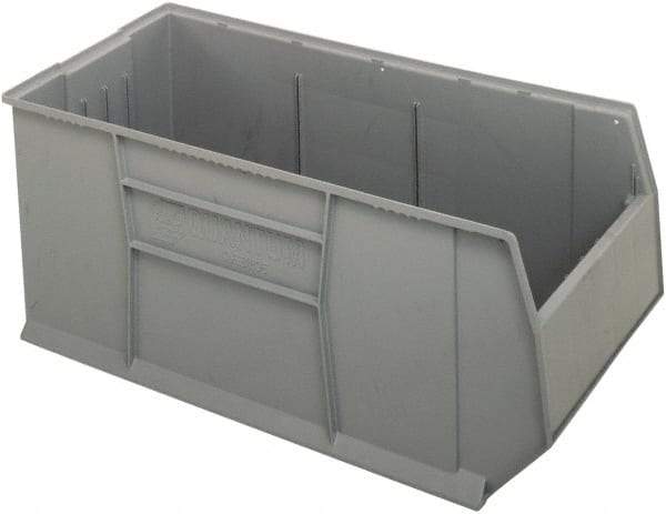 Quantum Storage - 175 Lb. Load Capacity, 41-7/8" Deep, Gray Polypropylene Hopper Stacking Bin - 17-1/2" High x 19-7/8" Wide x 41-7/8" Long - Top Tool & Supply