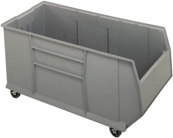 Quantum Storage - 175 Lb. Load Capacity, 41-7/8" Deep, Gray Polypropylene Hopper Stacking Bin - 17-1/2" High x 16-1/2" Wide x 41-7/8" Long - Top Tool & Supply