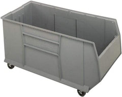 Quantum Storage - 175 Lb. Load Capacity, 41-7/8" Deep, Gray Polypropylene Hopper Stacking Bin - 17-1/2" High x 19-7/8" Wide x 41-7/8" Long - Top Tool & Supply