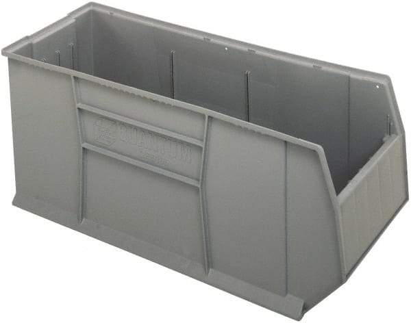 Quantum Storage - 175 Lb. Load Capacity, 41-7/8" Deep, Gray Polypropylene Hopper Stacking Bin - 17-1/2" High x 16-1/2" Wide x 41-7/8" Long - Top Tool & Supply