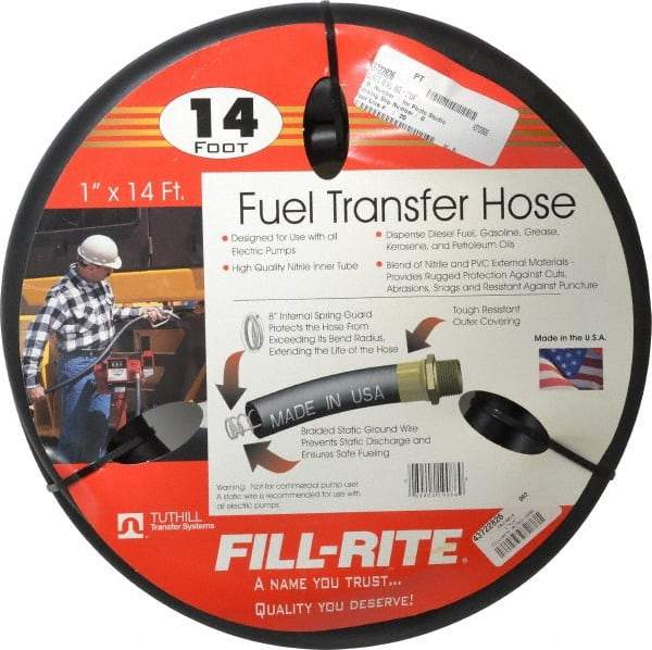 Tuthill - 1" ID x 1.45" OD x 14' OAL, NPT Petroleum Transfer Hose - -30 to 140°F - Top Tool & Supply