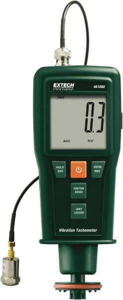 Extech - Accurate up to 0.05%, Contact and Noncontact Tachometer - 7.4 Inch Long x 3 Inch Wide x 1.8 Inch Meter Thick, 0.5 to 99,999 RPM Measurement - Top Tool & Supply