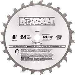 DeWALT - 8" Diam, 5/8" Arbor Hole Diam, 24 Tooth Wet & Dry Cut Saw Blade - Tungsten Carbide-Tipped, Standard Round Arbor - Top Tool & Supply