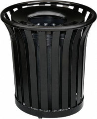 Rubbermaid - 36 Gal Black Round Decorative Waste Receptacle With Top - Steel, 826mm High - Top Tool & Supply