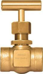 Brennan - 1/2" Pipe, Straight Needle Valve - PTFE Seal, NPT Ends, Brass Valve, 3,000 Max psi - Top Tool & Supply