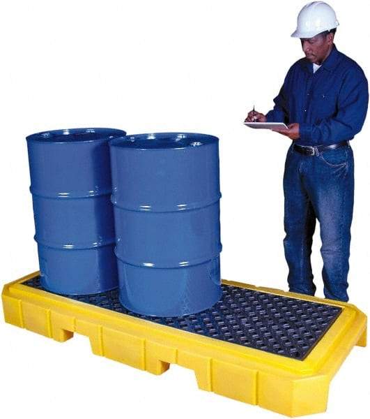 UltraTech - 66 Gal Sump, 4,500 Lb Capacity, 3 Drum, Polyethylene Spill Deck or Pallet - 76" Long x 27" Wide x 9" High, Liftable Fork, Low Profile, Inline Drum Configuration - Top Tool & Supply