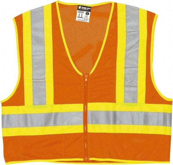 MCR Safety - Size 3XL Flame Resistant/Retardant Orange General Purpose Vest - 27.4" Chest, ANSI 107-2015, Nonconductive Zipper Closure, 2 Pockets, Polyester - Top Tool & Supply