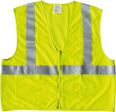 MCR Safety - Size XL High Visibility Lime Mesh General Purpose Vest - 25.4" Chest, ANSI 107-2015, Zipper Closure, 2 Pockets, Polyester - Top Tool & Supply