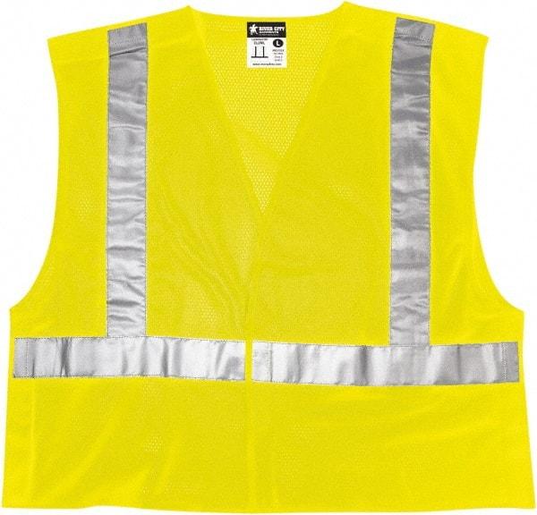 MCR Safety - Size M High Visibility Lime Mesh Breakaway Vest - 24" Chest, ANSI 107-2015, Hook & Loop Closure, Polyester - Top Tool & Supply