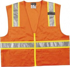 MCR Safety - Size 3XL High Visibility Orange Mesh Surveyor's Vest - 27.4" Chest, ANSI 107-2015, Zipper Closure, 6 Pockets, Polyester - Top Tool & Supply