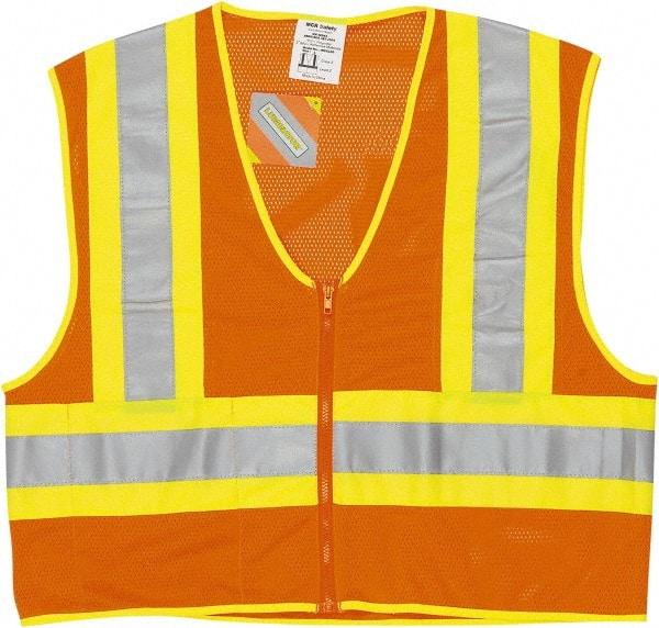 MCR Safety - Size L High Visibility Orange General Purpose Vest - 24.4" Chest, ANSI 107-2015, Zipper Closure, 2 Pockets, Polyester - Top Tool & Supply