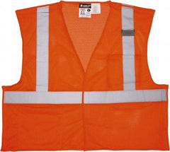 MCR Safety - Size 2XL Flame Resistant/Retardant Orange Mesh Breakaway Vest - 26.4" Chest, ANSI 107-2015, Hook & Loop Closure, 2 Pockets, Polyester - Top Tool & Supply