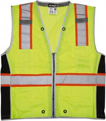 MCR Safety - Size 2XL High Visibility Lime Mesh Surveyor's Vest - 26.4" Chest, ANSI 107-2015, Zipper Closure, 6 Pockets, Polyester - Top Tool & Supply