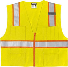 MCR Safety - Size 4XL High Visibility Lime Mesh Surveyor's Vest - 28.4" Chest, ANSI 107-2015, Zipper Closure, 6 Pockets, Polyester - Top Tool & Supply