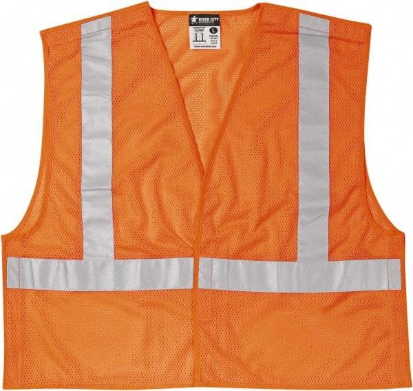 MCR Safety - Size XL High Visibility Orange Mesh Breakaway Vest - 25.4" Chest, ANSI 107-2015, Hook & Loop Closure, 3 Pockets, Polyester - Top Tool & Supply