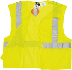 MCR Safety - Size M Flame Resistant/Retardant Lime Mesh Breakaway Vest - 24" Chest, ANSI 107-2015, Hook & Loop Closure, 2 Pockets, Polyester - Top Tool & Supply