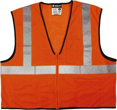 MCR Safety - Size 3XL High Visibility Orange Mesh General Purpose Vest - 27.4" Chest, ANSI 107-2015, Zipper Closure, 3 Pockets, Polyester - Top Tool & Supply