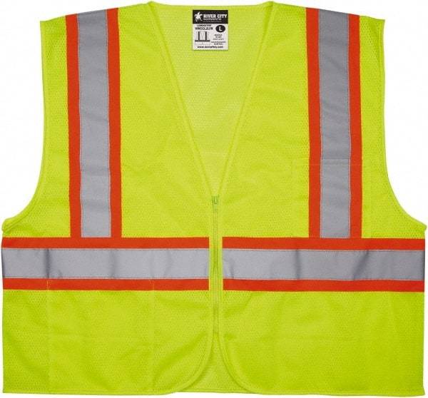 MCR Safety - Size 4XL Flame Resistant/Retardant Lime General Purpose Vest - 28.4" Chest, ANSI 107-2015, Zipper Closure, 2 Pockets, Polyester - Top Tool & Supply