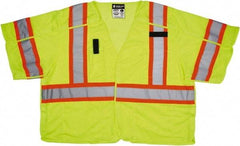 MCR Safety - Size 4XL High Visibility Lime Mesh Surveyor's Vest - 28" Chest, ANSI 107-2015, Hook & Loop Closure, 5 Pockets, Polyester - Top Tool & Supply