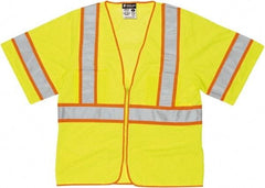 MCR Safety - Size L High Visibility Lime General Purpose Vest - 24.4" Chest, ANSI 107-2015, Zipper Closure, 2 Pockets, Polyester - Top Tool & Supply