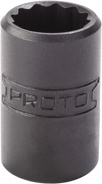 Proto - 1/2", 1/4" Drive, Standard Hand Socket - 12 Points, 7/8" OAL, Alloy Steel, Black Finish - Top Tool & Supply