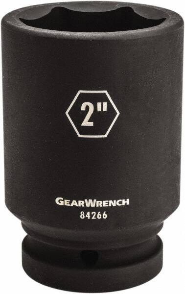 GearWrench - 1" Drive 2-1/4" Deep Impact Socket - 6 Points, 4-1/4" OAL - Top Tool & Supply