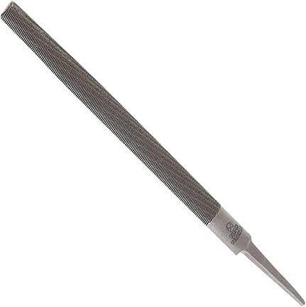 Anglo American - 10" Long, Smooth Cut, Half Round American-Pattern File - Double Cut, 0.28" Overall Thickness, Tang - Top Tool & Supply