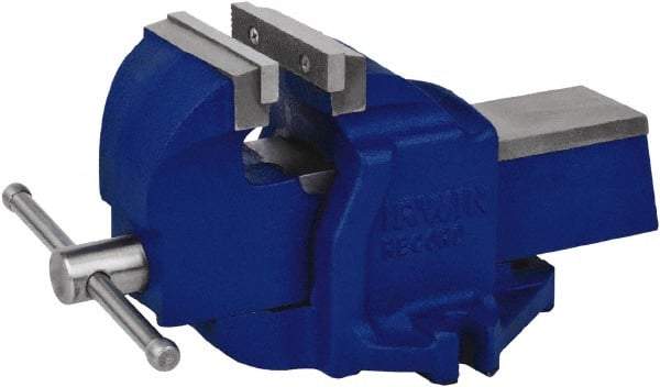 Irwin - 4-1/2" Jaw Width, 5-1/2" Opening Capacity, 3" Throat Depth, Steel Stationary Bench Vise - Bolt Down Base Attachment - Top Tool & Supply