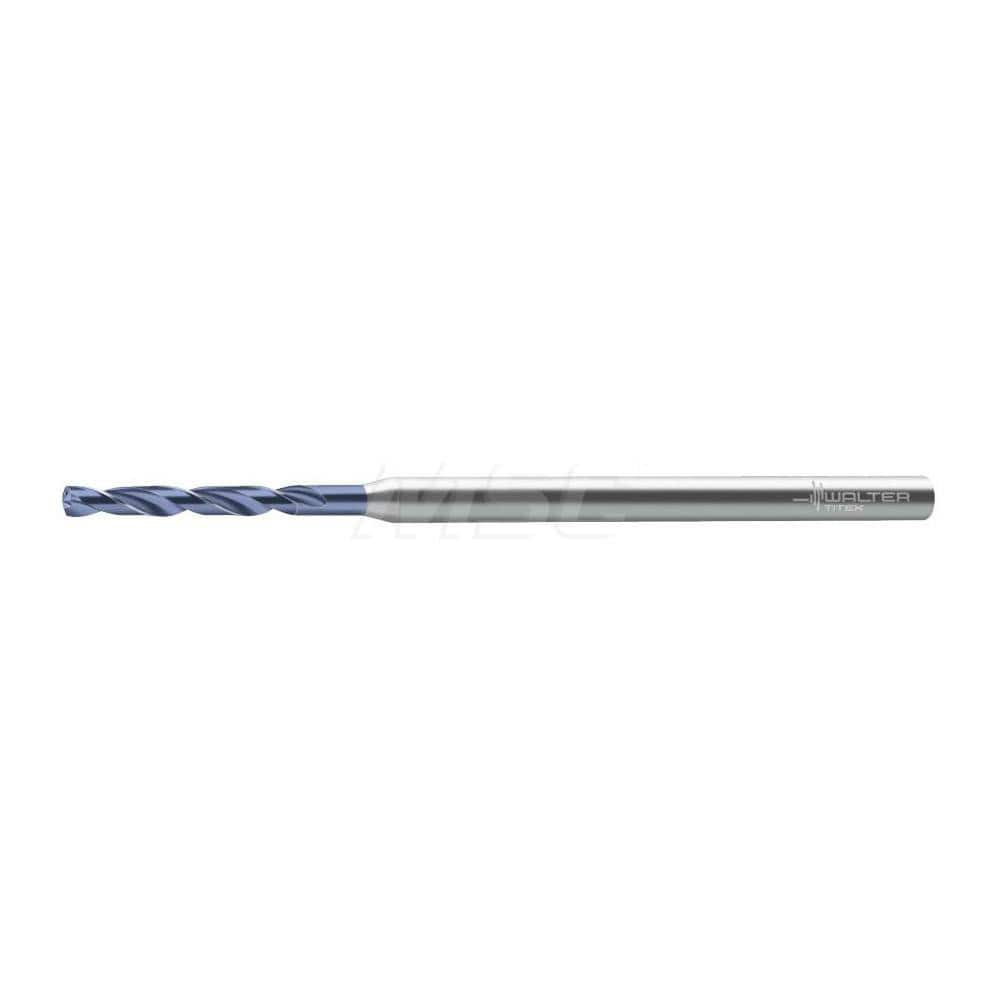 Micro Drill Bit: 0.1122″ Dia, 140 °, Solid Carbide AlTiN Finish, RH Cut, Spiral Flute, Straight-Cylindrical Shank, Series A3389AML