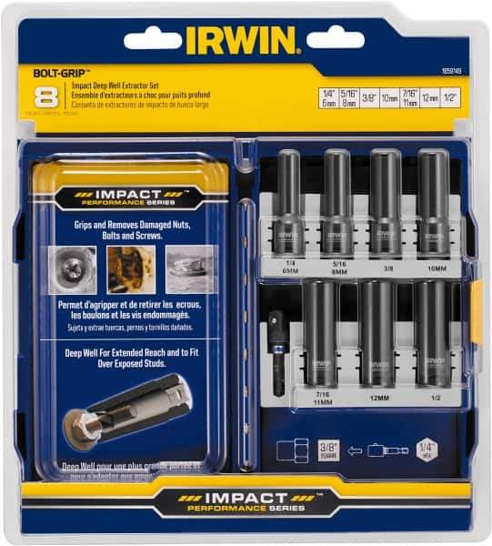 Irwin - 8 Piece Bolt Extractor Set - Plastic Case - Top Tool & Supply