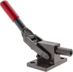 De-Sta-Co - 2,499.88 Lb Load Capacity, Flanged Base, Carbon Steel, Standard Straight Line Action Clamp - 4 Mounting Holes, 0.34" Mounting Hole Diam, 0.51" Plunger Diam, Straight Handle - Top Tool & Supply