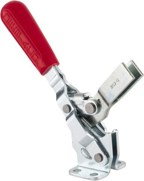 De-Sta-Co - 375 Lb Holding Capacity, Vertical Handle, Manual Hold Down Toggle Clamp - 57° Handle Movement, 99° Bar Opening, U-Bar, Flanged Base, Carbon Steel - Top Tool & Supply