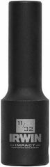 Irwin - 3/8" Drive 11/32" Deep Thin Wall Impact Socket - 6 Points, 2-1/2" OAL - Top Tool & Supply